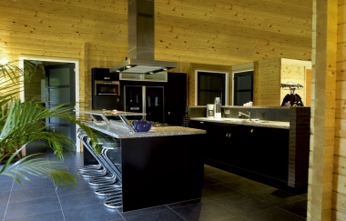 log house kitchen